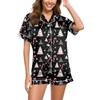 Women's Casual Fashion Christmas Print Short-Sleeve Top And Shorts Homewear Set