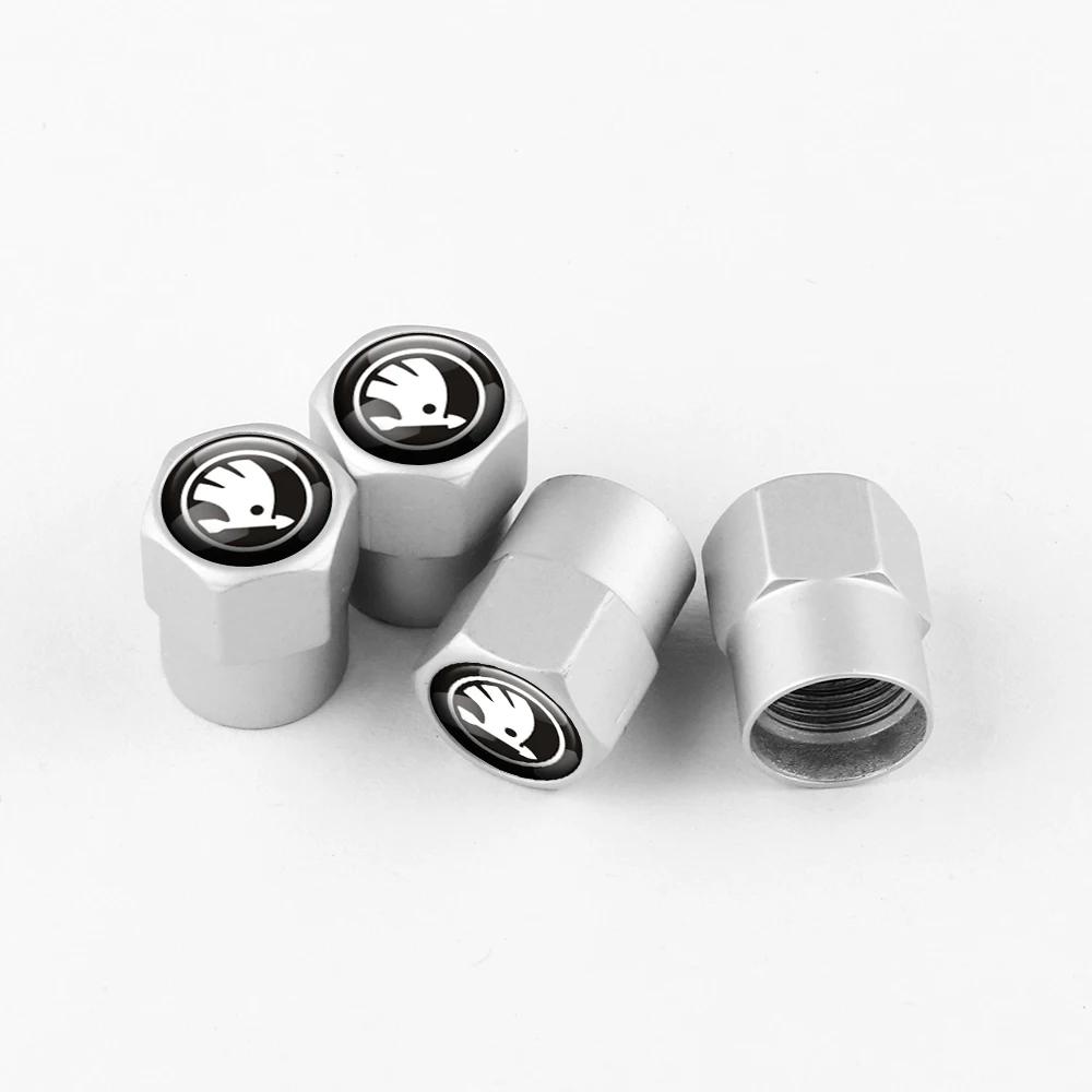 2025 New 4pcs Metal Car Wheel Tire Valve Caps Stem Case Covers Accessories For Skoda S Kodiaq Octavia 2 3 Yeti Karoq Rapid Fabia