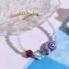 Handmade Ceramic Starfish Snail Beaded Bracelet With Sweet Crystals Accent Adjustable Length for Women Girls
