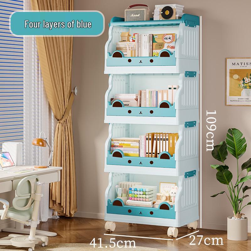 Children's Movable Multi-Layer Bookshelf and Storage Rack