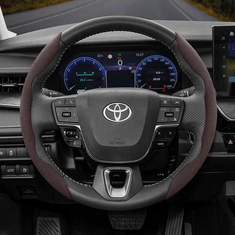 Suitable for Toyota Anti-Slip Buckle Segmented Suede Steering Wheel Cover Suitable for Yaris Auris Chr Corolla Rav4 Hilux Wish Roomy Aqua Probox Prius