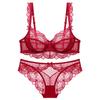 Ultra-thin sponge-free transparent bra, big chest and small lace bra, women's sexy underwear, bra set.