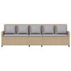Garden Sofa 5 Seater with Cushions Beige Poly Rattan
