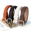 Solid Simple Color Women Belt With Twists Square Button Fashionable Versatile