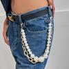 Exaggerated Style Imitation Pearl Beaded Jeans Chain Women, Fashionable Metal Thick Chain Waist Chain Pendant