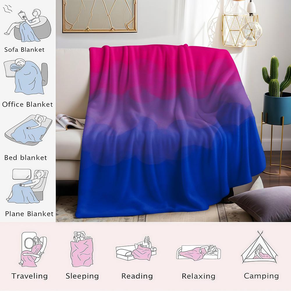 Pink Blue Cloud Layer Flannel Blanket Warm Soft Halloween Christmas Couch Warm Cozy Decorative Decor Gift for All Season