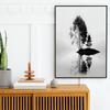 Minimalistisches Schwarz-Weiß Berg Baum Krähe Landschaft Poster Druck Leinwand Gemälde Abstrakt Wandkunst Wohnzimmer Heimdekor