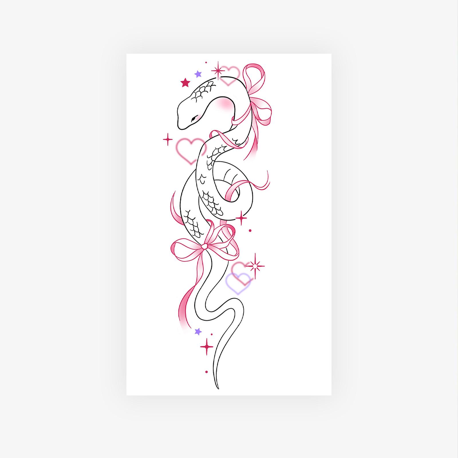 High-Value Love Bow, Snake Hottie Y2K Arm Tattoo Sticker 9*15