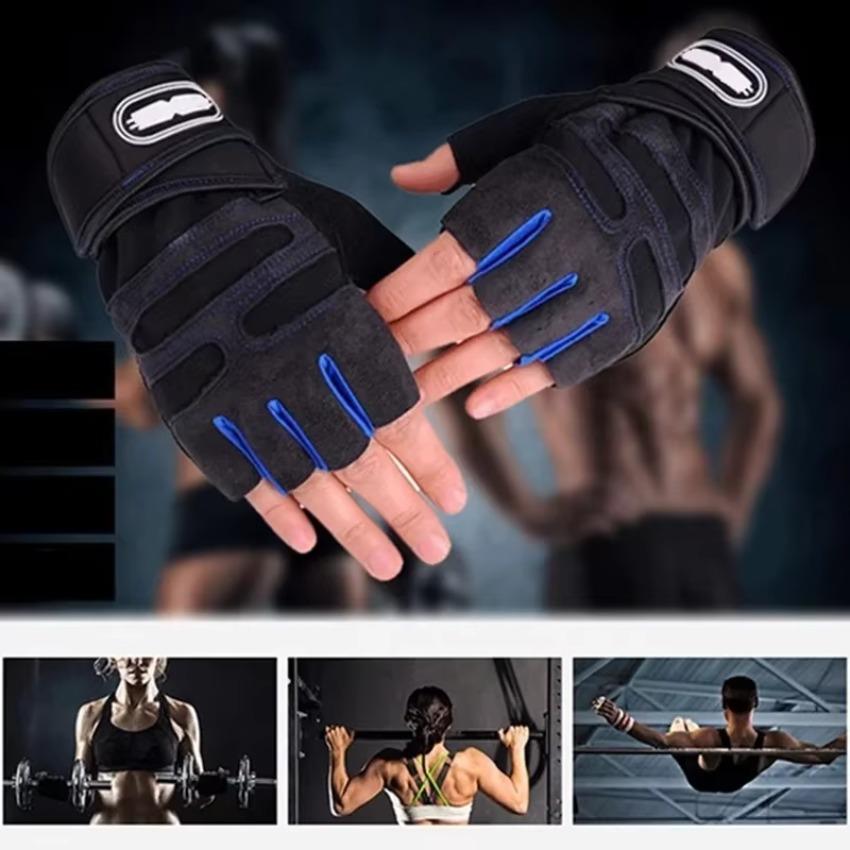 Breathable Half-Finger Fitness Gloves with Extended Wrist Support Suitable for Cycling Dumbbell Workouts Equipment Training