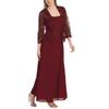 New Women Lace Cardigan and Chiffon Maxi Skirt Two-piece  Ladies Fashion Long Chiffon Dress Mother of Groom Dress with Lace Long Sleeve