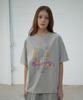 VLETI Oversized Floral Digital Print Short Sleeve Tee (Gray)