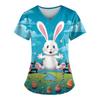 Magliette uniformi da lavoro stampate taglie forti per magliette divertenti a maniche corte con scollo a V da donna T-shirt da lavoro con tasche