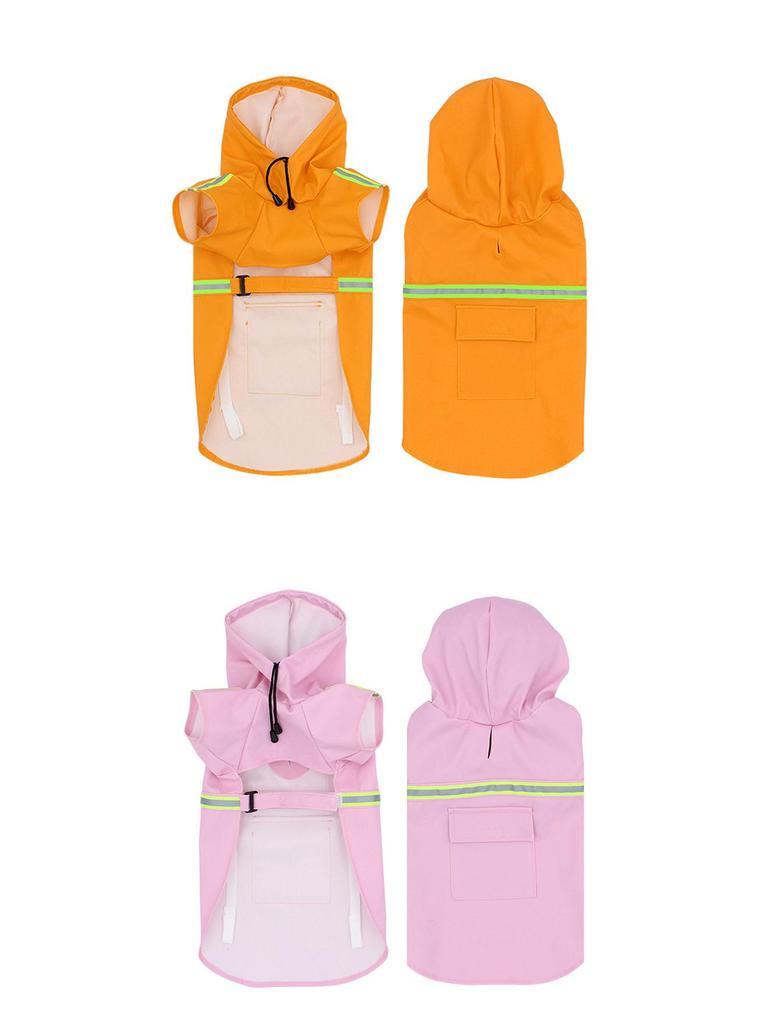 Large Dog Hooded Raincoat with Reflective Strips - Windproof & Waterproof