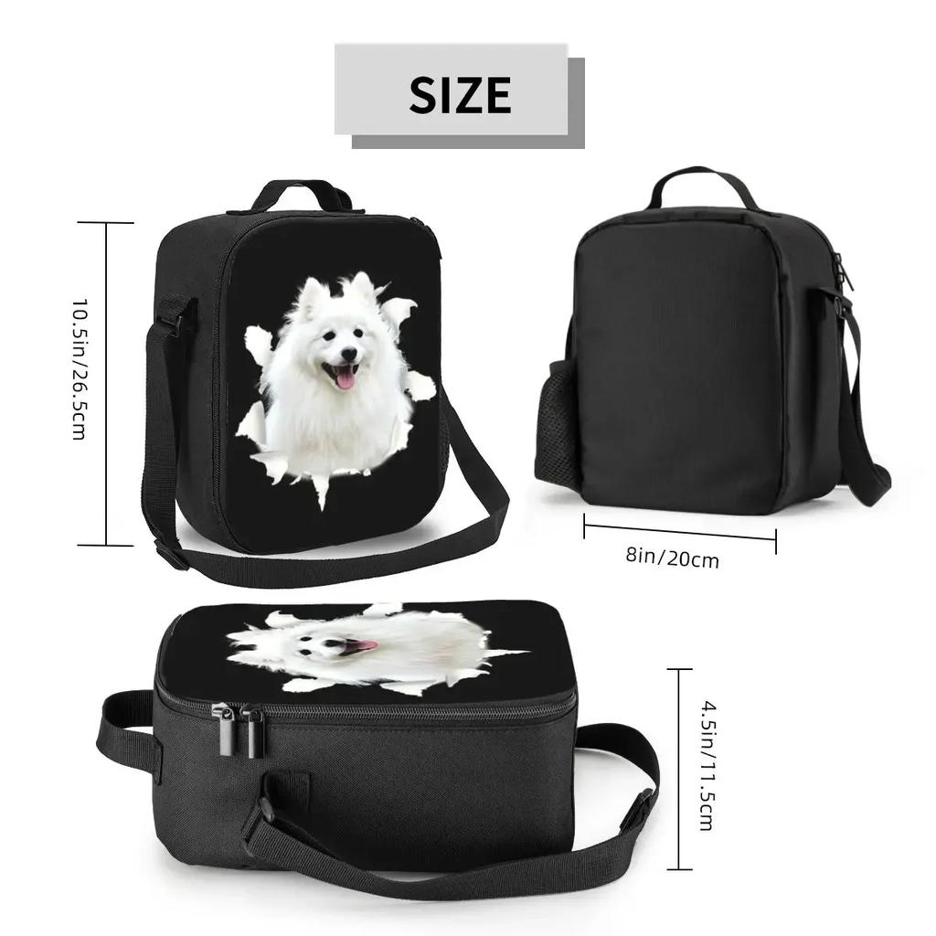 Japanese Spitz Dog Insulated Lunch Bag for Work School Pet Puppy Waterproof Cooler Thermal Bento Box Women Kids