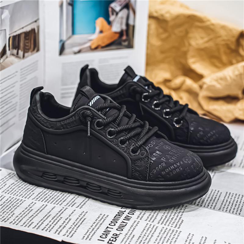 

Новые модные мужские кожаные однотонные кроссовки Alphabet универсальные толстые кружевные нескользящие кроссовки белые туфли размер 39-44 44 чёрный