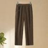 Mom's Summer Ice Silk Elastic Waist Straight-Leg Casual Pants - Chinese Style, Loose Fit for Middle-Aged & Elderly Women