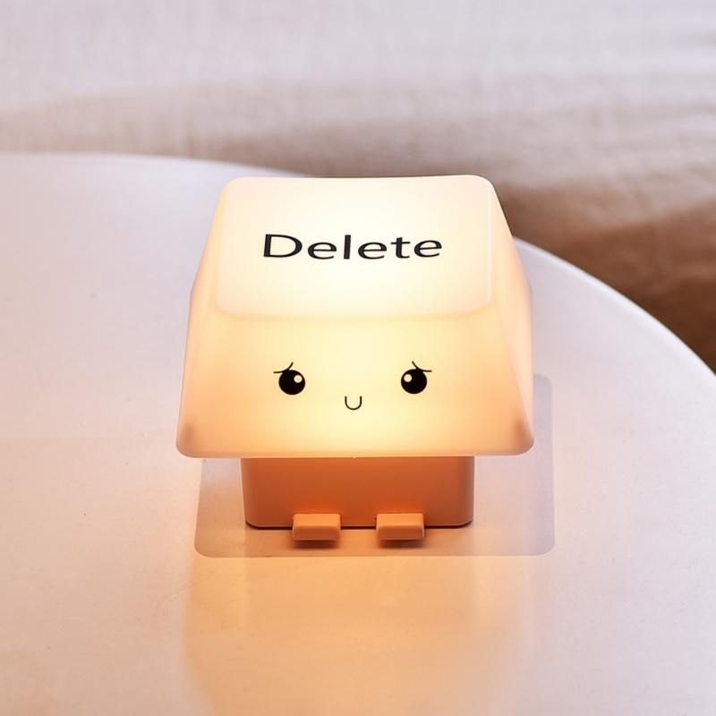 Multifunctional USB Charged Deletes Keycap Night Light Builts In Smartphone Stand 1200mAh Battery Adjustable Illumination