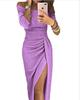 Funkelndes One-Shoulder Bodycon Abendkleid mit hohem Schlitz für Damen