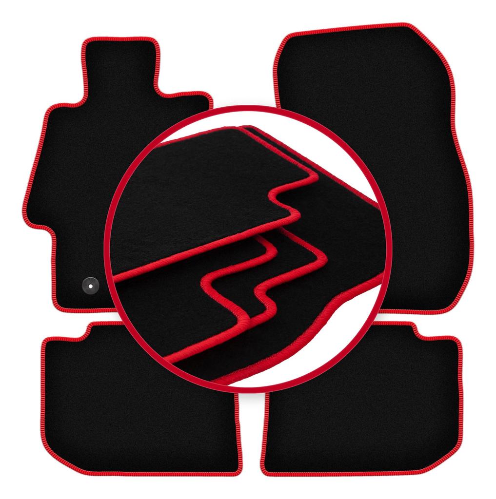 Velour Floor Mats with Red Edge For: Subaru XV Crossover (2011-2017)
