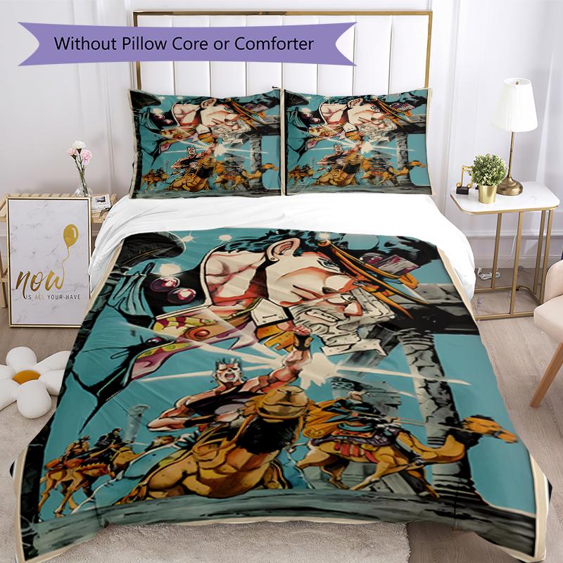 3pcs JoJo's Bizarre Adventure1 pattern bedding set duvet cover set includes duvet cover &pillowcases, perfect all season bedroom decoration & gift
