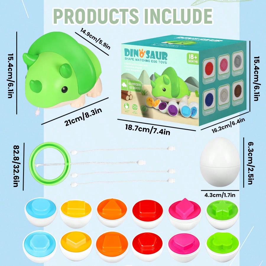 Dinosaur Matching Eggs Toys Fine Motor Toys Toddler Toy For 2 3 Years Old Girls Boys 18 Months Kids 12 PCS Color Eggs Match,Count Eggs Educational Toy