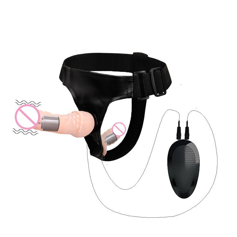 Vibration Télécommande Pull Pantalon Portant Adulte Double Cannon Simulation Double Pénis Féminin Plaisir Sexuel Masturbation Appareil Homosexuel