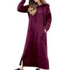 Women Sweatshirt Dress Hooded Solid Color Long Sleeve Front Drawstring Autumn Winter