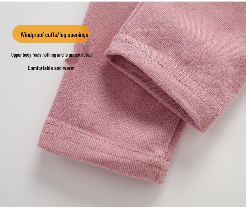 Children's Brushed Collar Underwear Set - Boys and Girls Warm Solid Color Autumn/Winter Pajamas