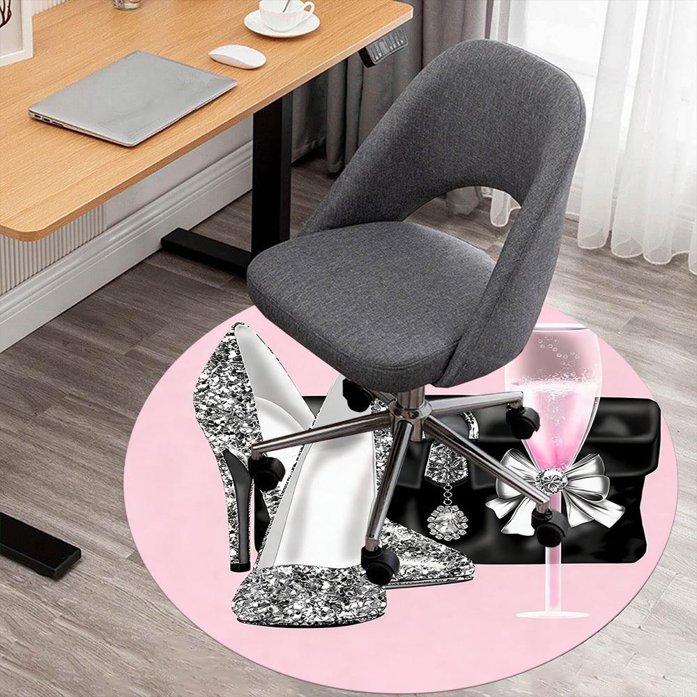 

1pc heels champagne Round Chair mat office Area Rug - Non-Slip, Floor Mat for Office, Bedroom, and Indoor Decor p127210 80cm by 80cm
