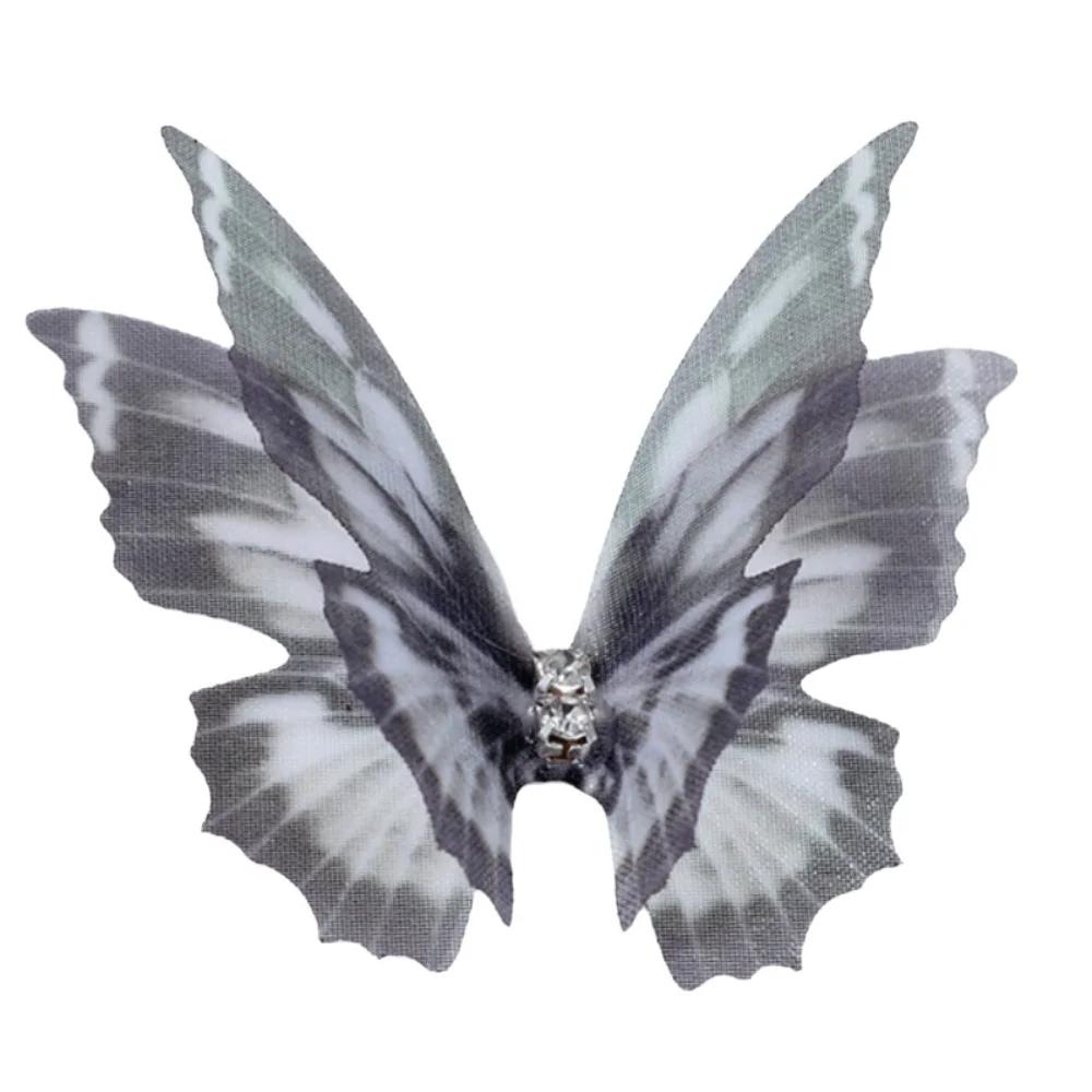 50pcs Gradient Color Organza Fabric Butterfly Appliques 3D Dreamy Simulation Mesh Butterfly Patch 5CM Double-layer