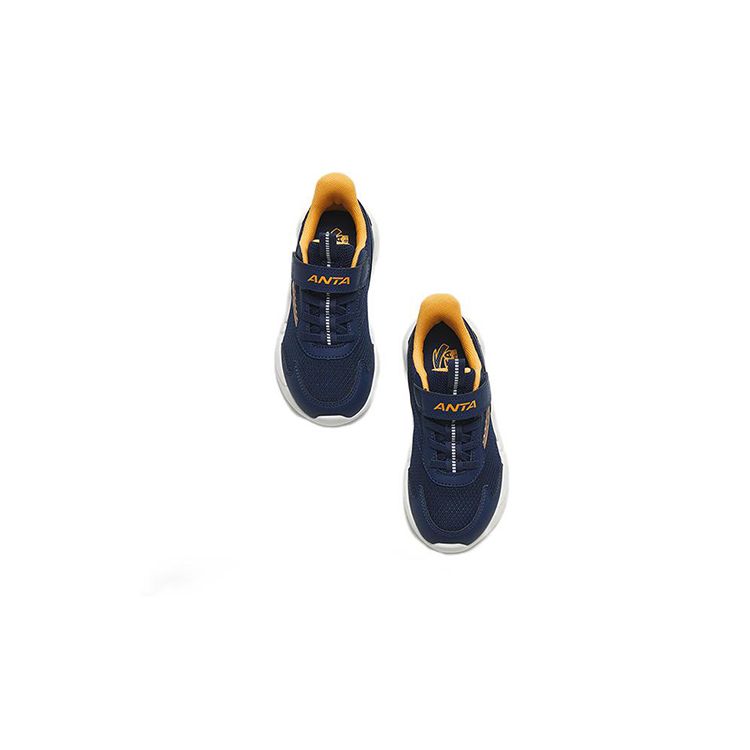 Anta Velcro Non-Slip Shock Absorbing Wear-Resistant Breathable Lightweight Low-Top Running Shoes Kids Sneaker Blue Yellow A312249935H-2