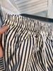 Women's Summer Striped Tie-Waist Wide-Leg Pants - Petite Fit, 145cm, Casual Lazy Style
