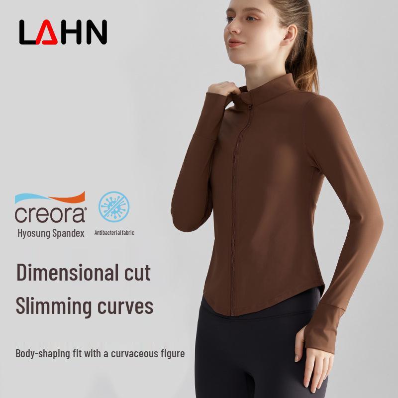 

LAHN Autumn/Winter Slim Fit Running Jacket - Stand Collar, Zipper, Waist-Defining Long Sleeve Sportswear S