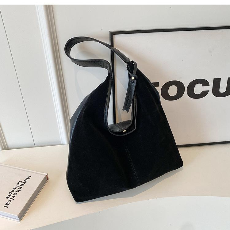 Autumn And Winter Retro Bag Women'S Maillard Style Suede Face Tote Bag Large Capacity Commuter Leisure Single