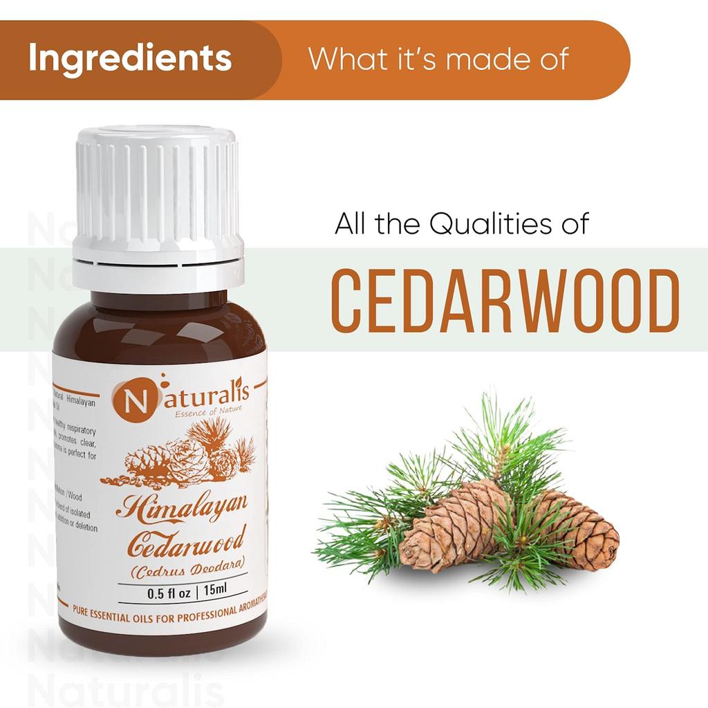 Naturalis Essence of Nature Himalayan Cedarwood Essential Oil for Skin, Hair and Aromatherapy - 15ml