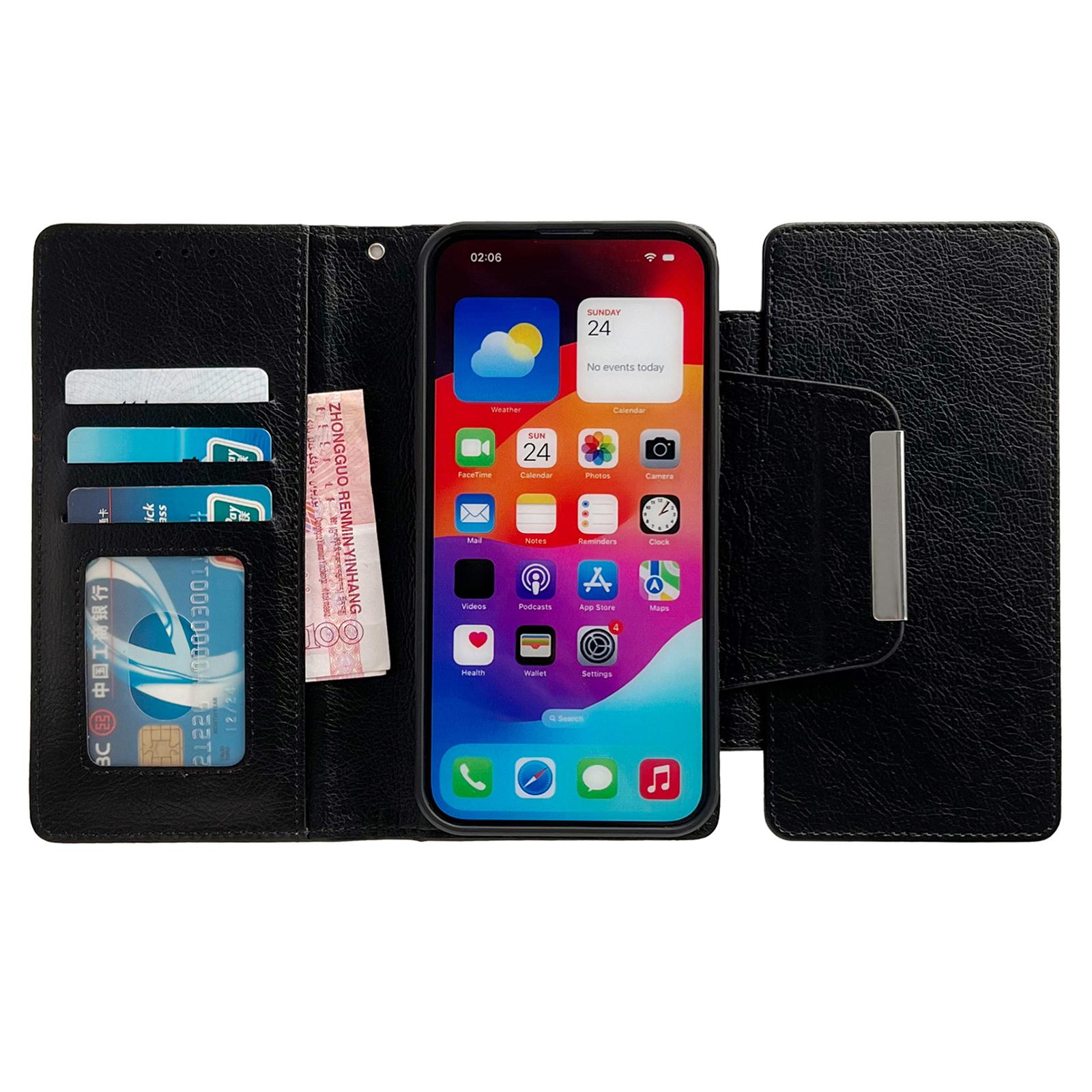 

For iPhone 13 Wallet Case Detachable 2-in-1 Shockproof Leather Phone Cover Black
