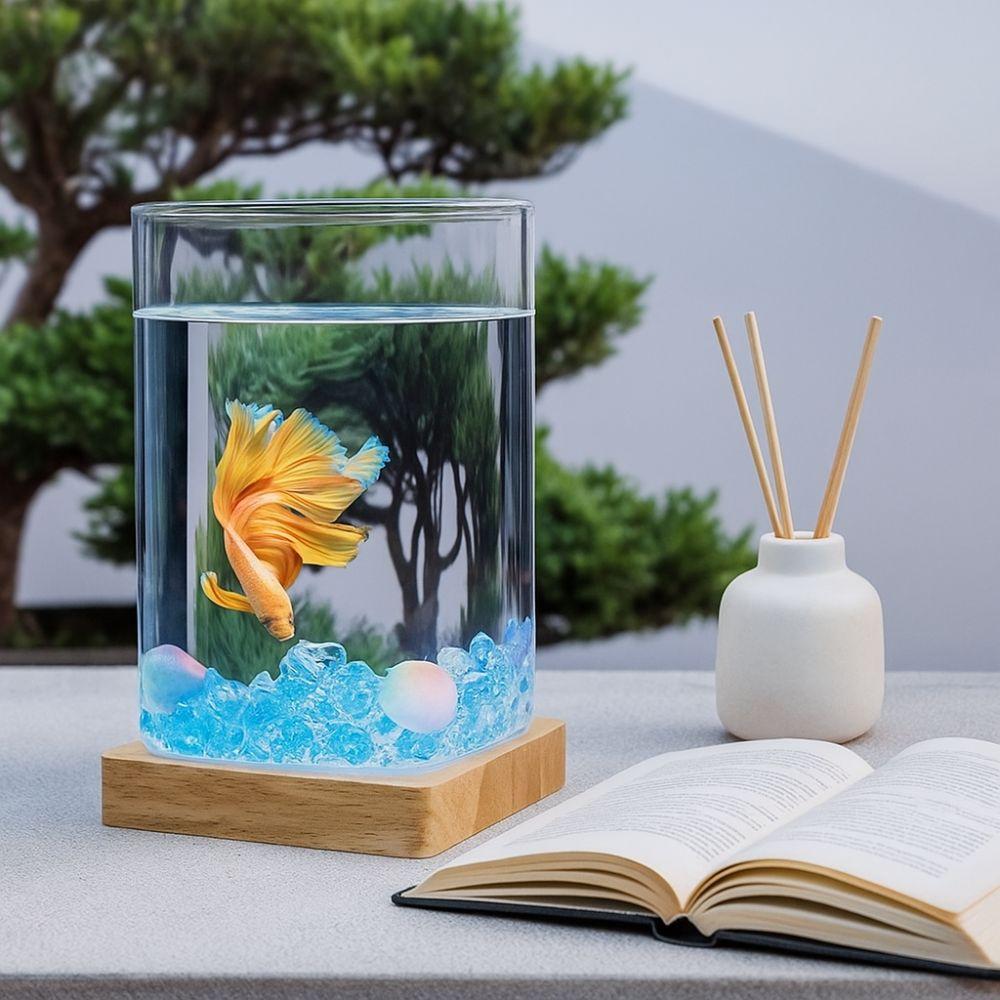 High Transparency Betta Fishtank Glass Ecological Tank Creative Goldfish Tank  Desktop Decoration
