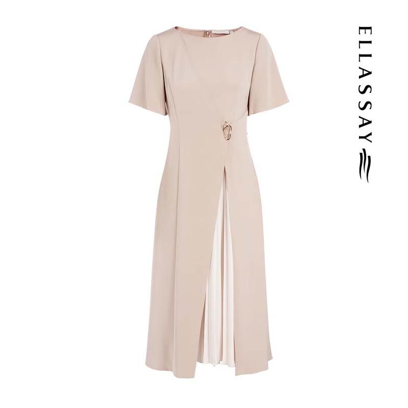 ELLASSAY Elegant Short-Sleeve Patchwork Midi Dress