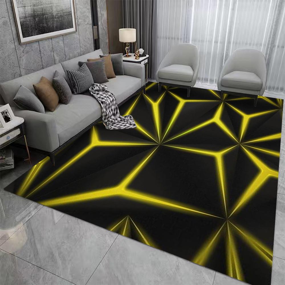 3D Geometric Carpet Neon Lights Rugs Hexagons Carpets for Home Play Gaming Room Decor Livingroom Bedroom Teens E-Sport Rug Mat
