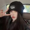 Korean Version of Alphabet Cloth Label Thickened Knitted Wool Hat Women's Winter Big Head Circumference Pullover Hat Shows a Small Face