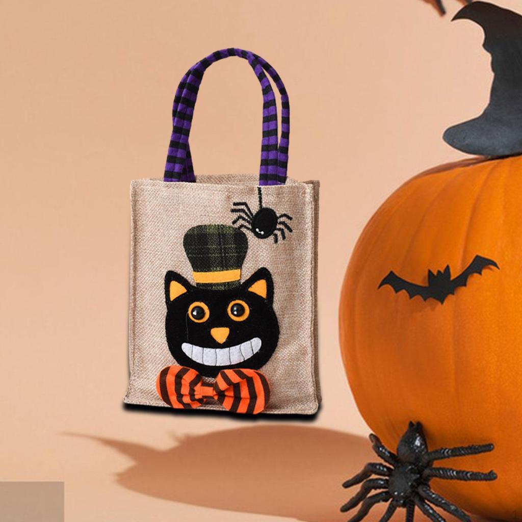 Halloween Gift Bag with Handle, Reusable Candy Bag, Pumpkin Festival Basket for Kids