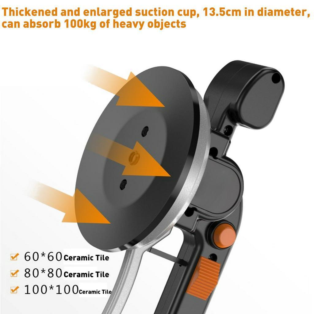 12V 60-100mm 100KG 6 Gänge Fliesenverlegemaschine Fliesen Vibrator Saugnapf Einstellbar Automatischer Bodenvibrator Nivellierwerkzeug Mit Akku Schwarz