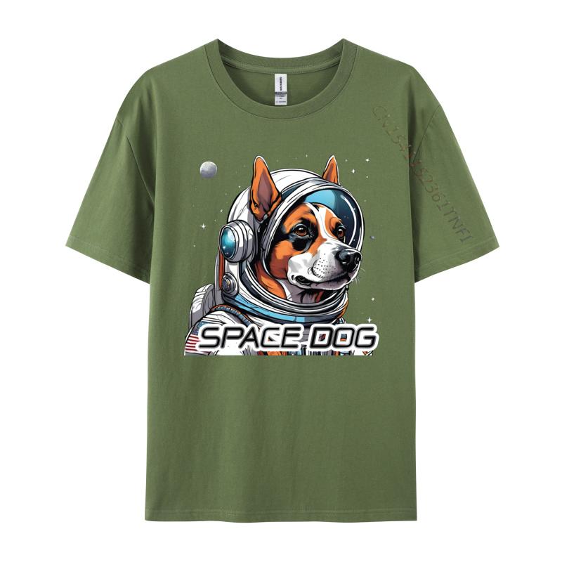 Astronaut Dog Tshirt Tops Tees Dog In Space Tshirts Design Cotton Fabric Young Tops Tees Good Quality