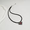 Fashionable Necklace Adornment With Black Crystal Beads Highlighting Heart And Butterfly Symbols For Modern Women