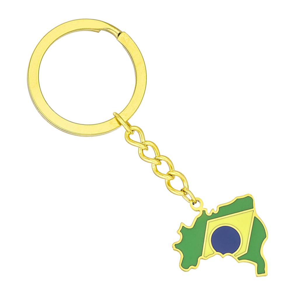 Exquisite Brazilian Flag Keyring Long Lasting Brazil Map Keychain Non Fading Titanium Steel Key Holder for Travelers