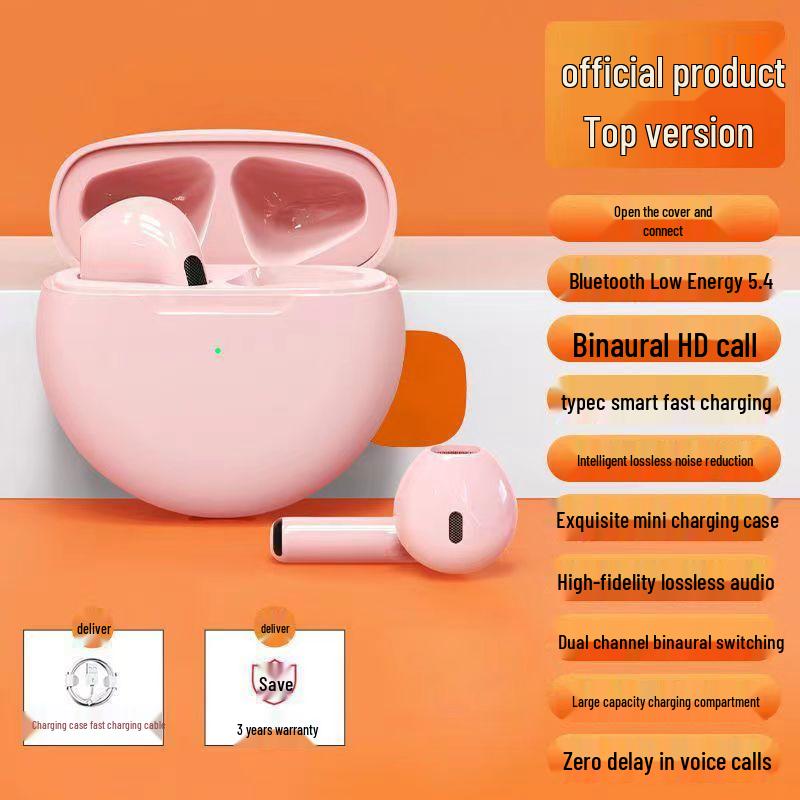 Pro6 Bluetooth Wireless TWS Headphones, 6th Gen, Noise Cancelling, Touch Controls, Ultra-Long Battery, Bluetooth 5.3 Dual Earbuds