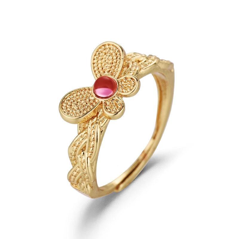 Elegant Rose Pink Butterfly Ring For Women Stylish Adjustable Fashionable Copper Jewelry