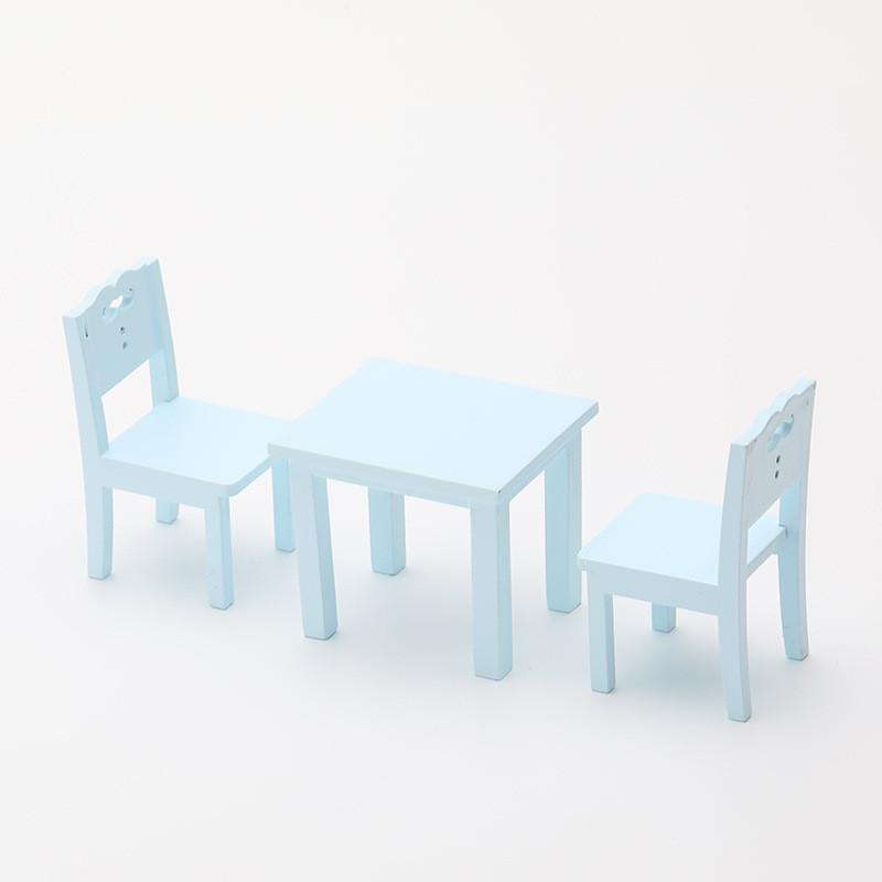 

Wooden Dollhouse Mini Furniture Set With White Pink Blue Kids Room Decor For Children синий