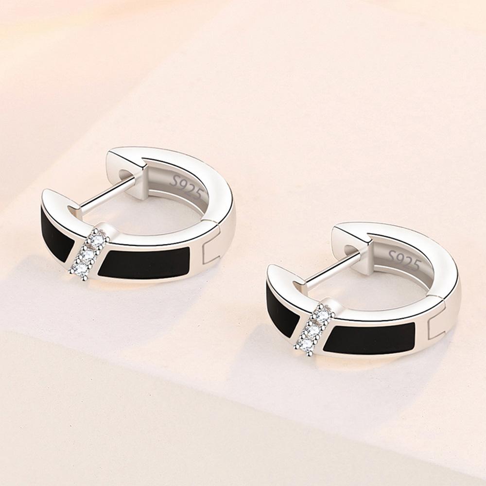 Højkvalitets 925 Sterling Sølv Øreringe luksus 10 mm Cirkel Zirkon Creol Ørering til Piger Kvinde Bryllupsfest Smykker Gaver