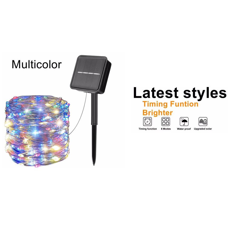 1pc Solar-Powered LED Fairy Lights Waterproof Copper Wire String Lights for Outdoor Garden Christmas Tree, Wedding Camping Decor